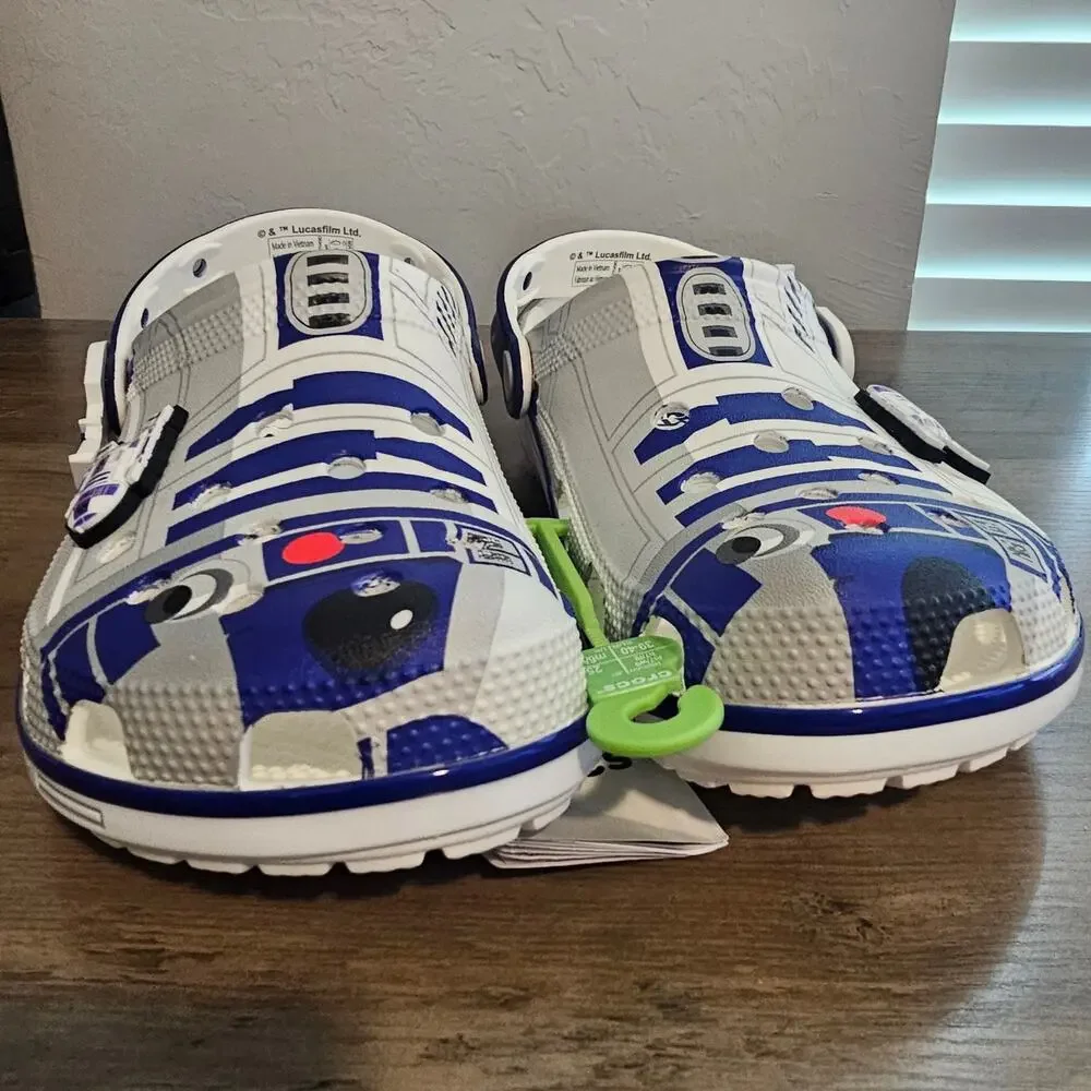 Star Wars R2-D2 Crocs Classic Clog W Sz 9 M7 White Droid SciFi Action Lucus Film - Picture 9 of 14